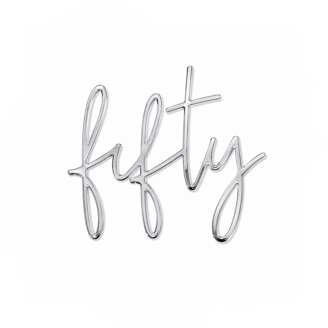 fifty Silver Acrylic Cake Fropper