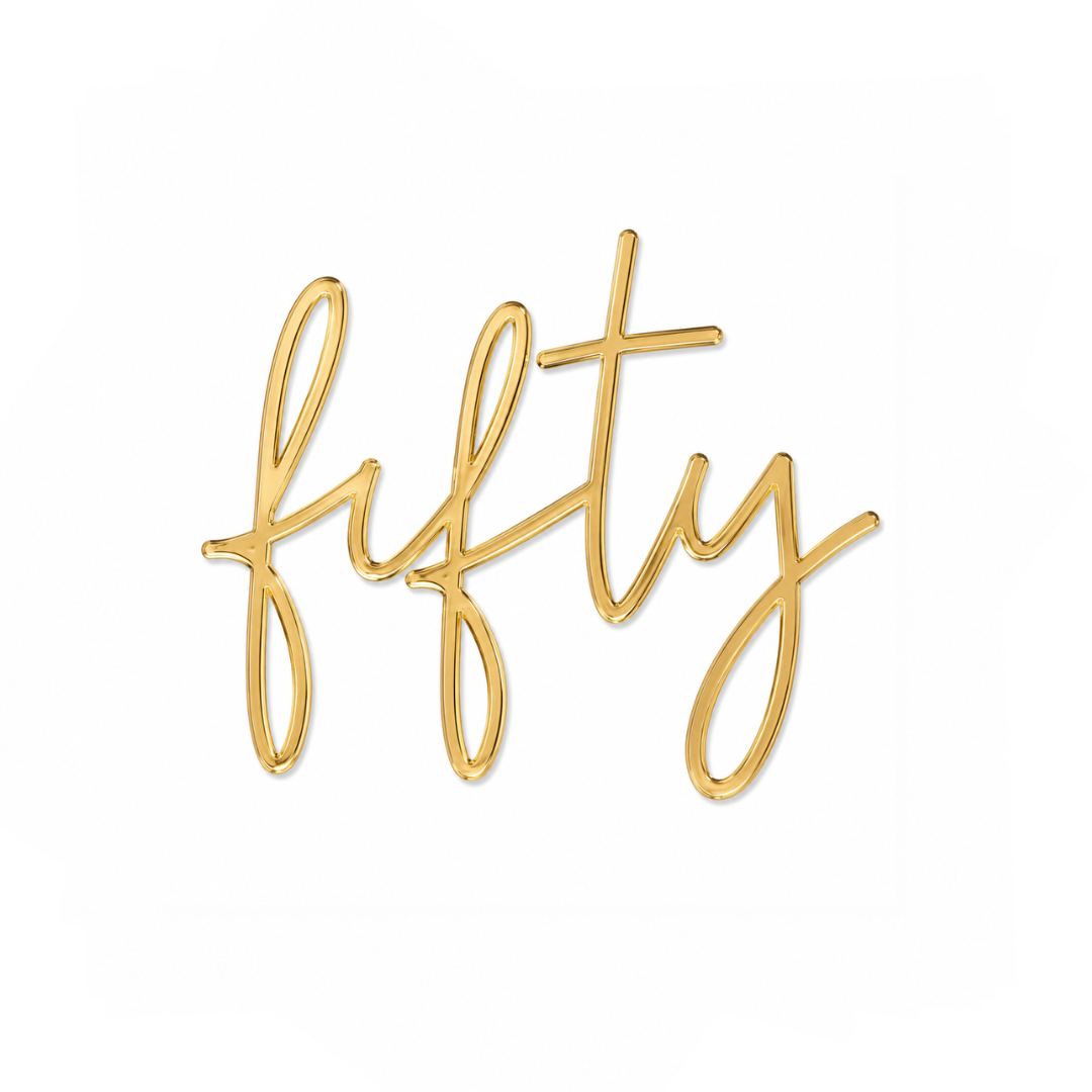 fifty Gold Acrylic Cake Fropper