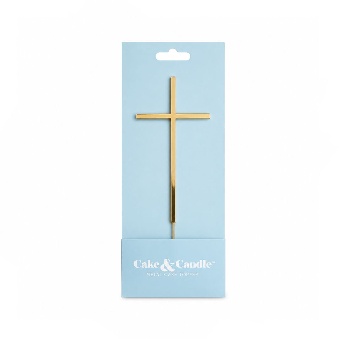 Fine Gold Cross Metal Cake Topper