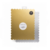 Gold + Silver Dual-Colour Scalloped Rectangle Cake Board