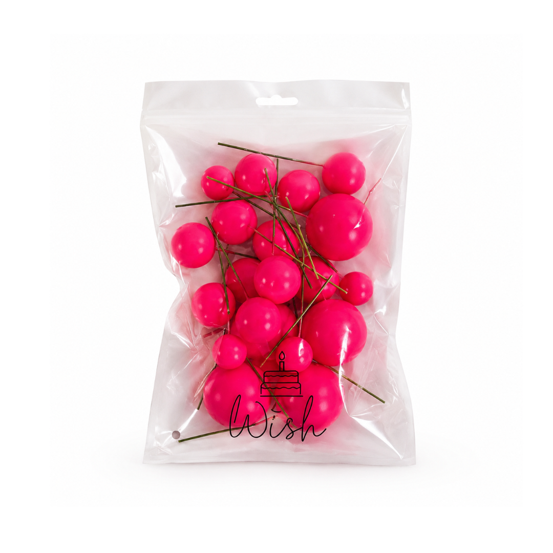Hot Pink Foam Ball Topper 20 Pack