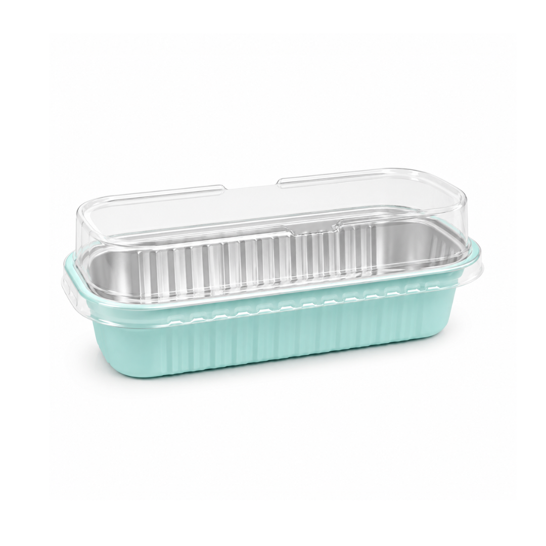 Light Blue Rectangle Baking Cup With Lid 10 Pack
