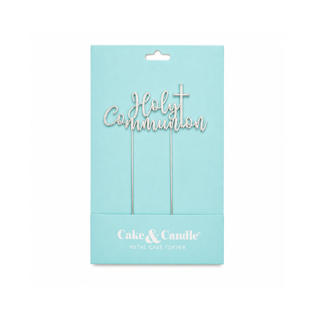 Holy Communion Silver Metal Cake Topper