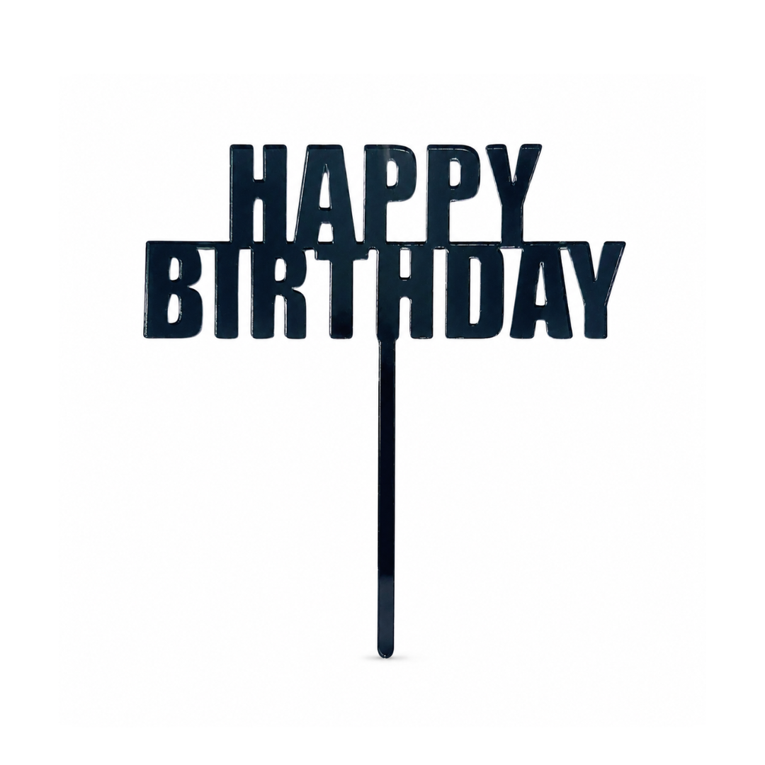 Happy Birthday Chrome Mirror Acrylic Cake Topper