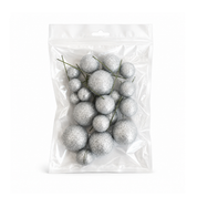 Glitter Silver Foam Ball Topper 20 Pack