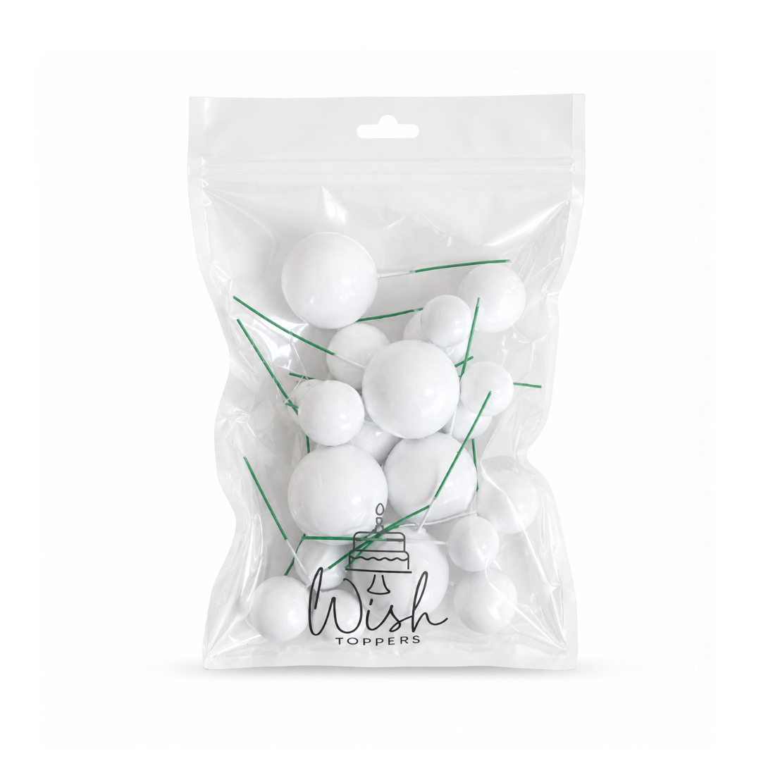 White Foam Ball Topper 20 Pack