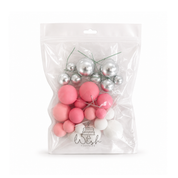 Pink, White & Silver Foam Ball Topper 32 Pack