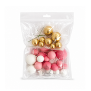 Pink, White & Gold Foam Ball Toppers 32 Pack