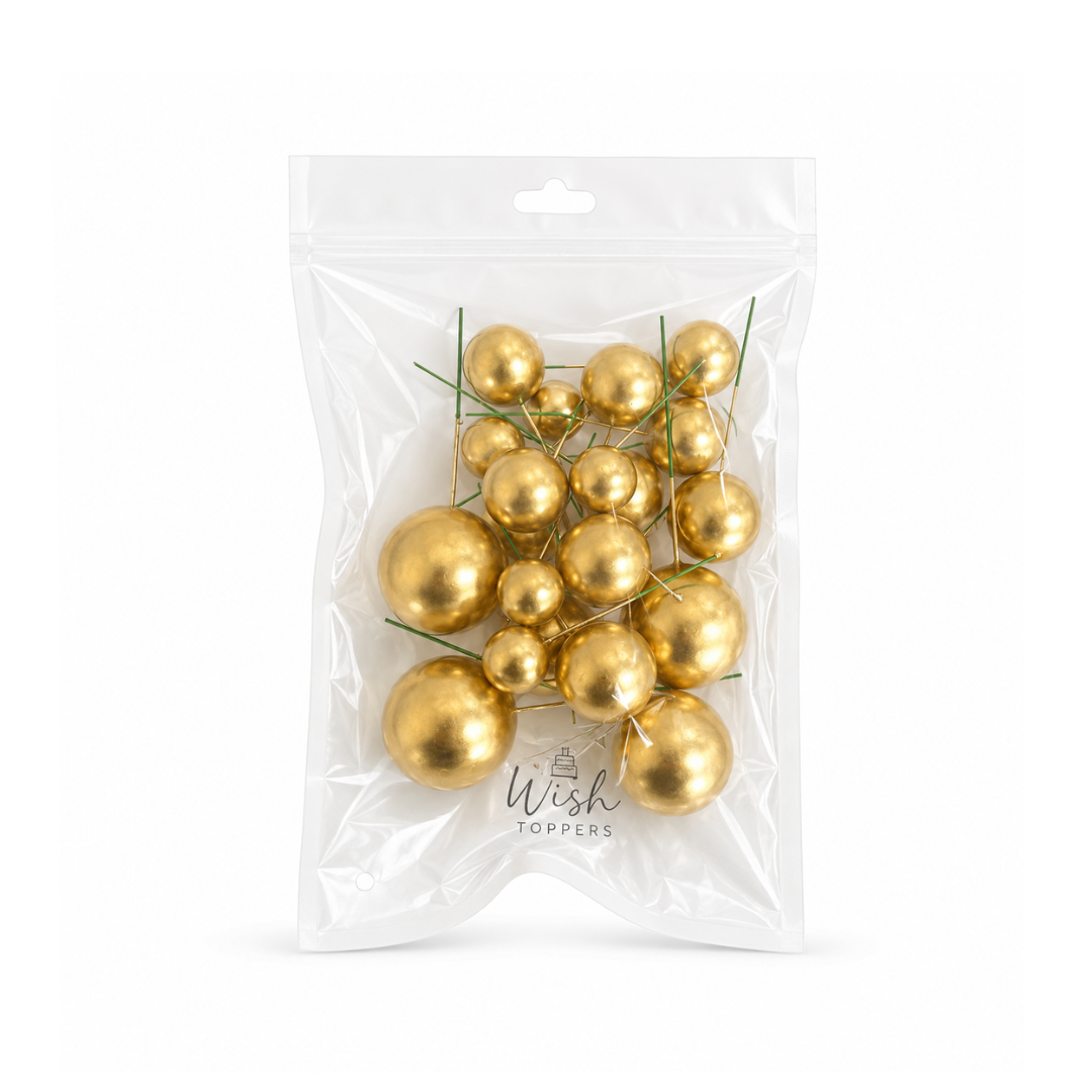 Gold Foam Ball Topper 20 Pack