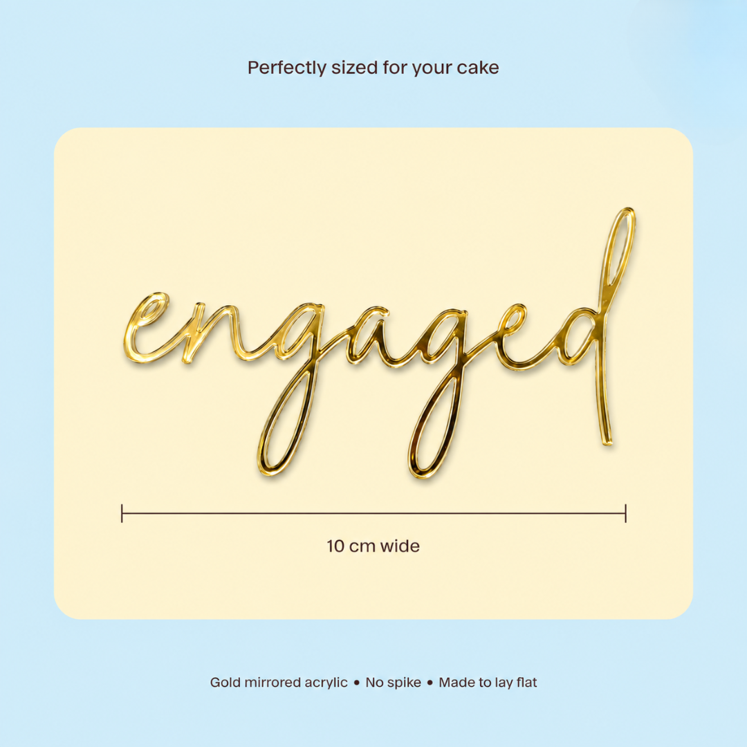 engaged Gold Acrylic Cake Fropper
