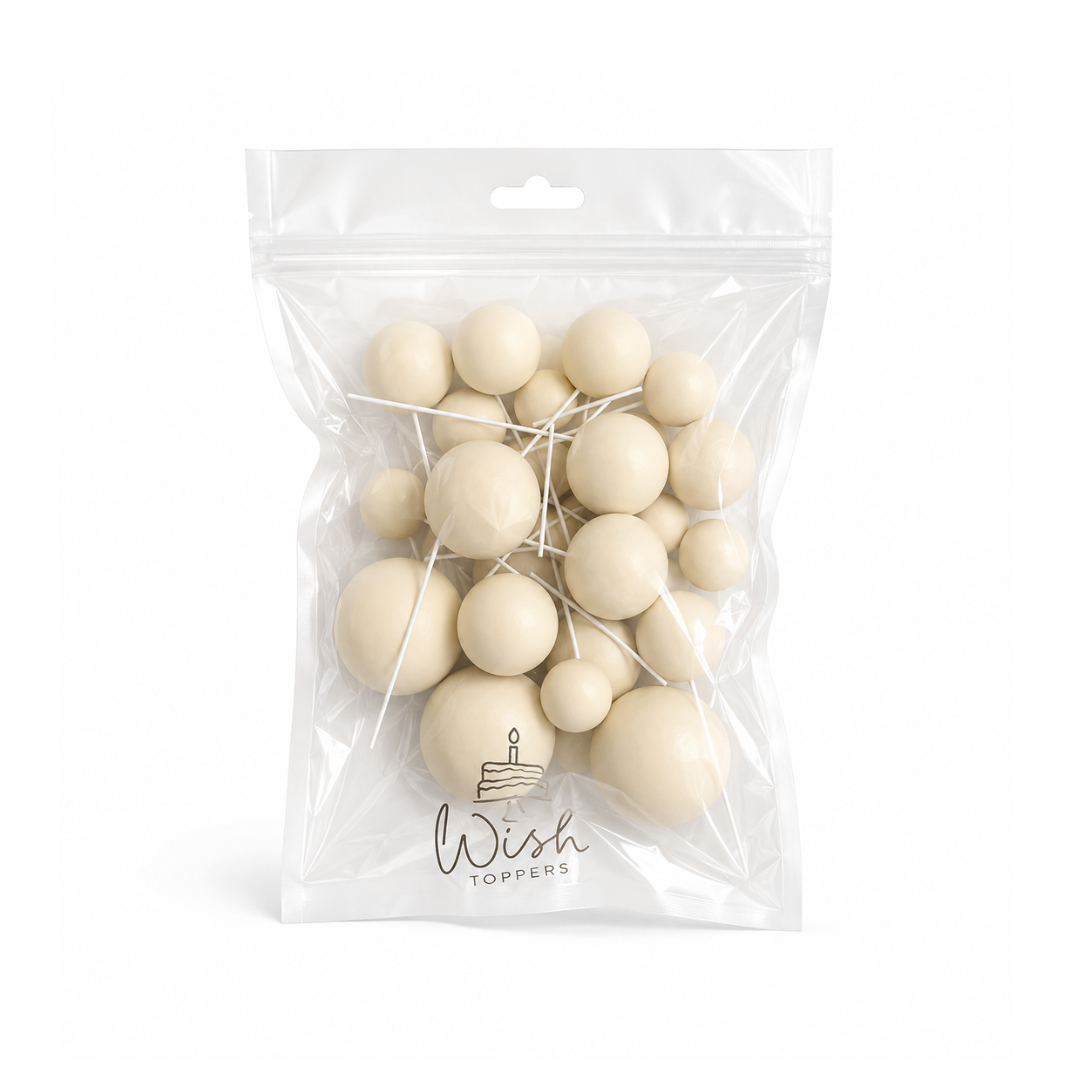 Cream Foam Ball Topper 20 Pack