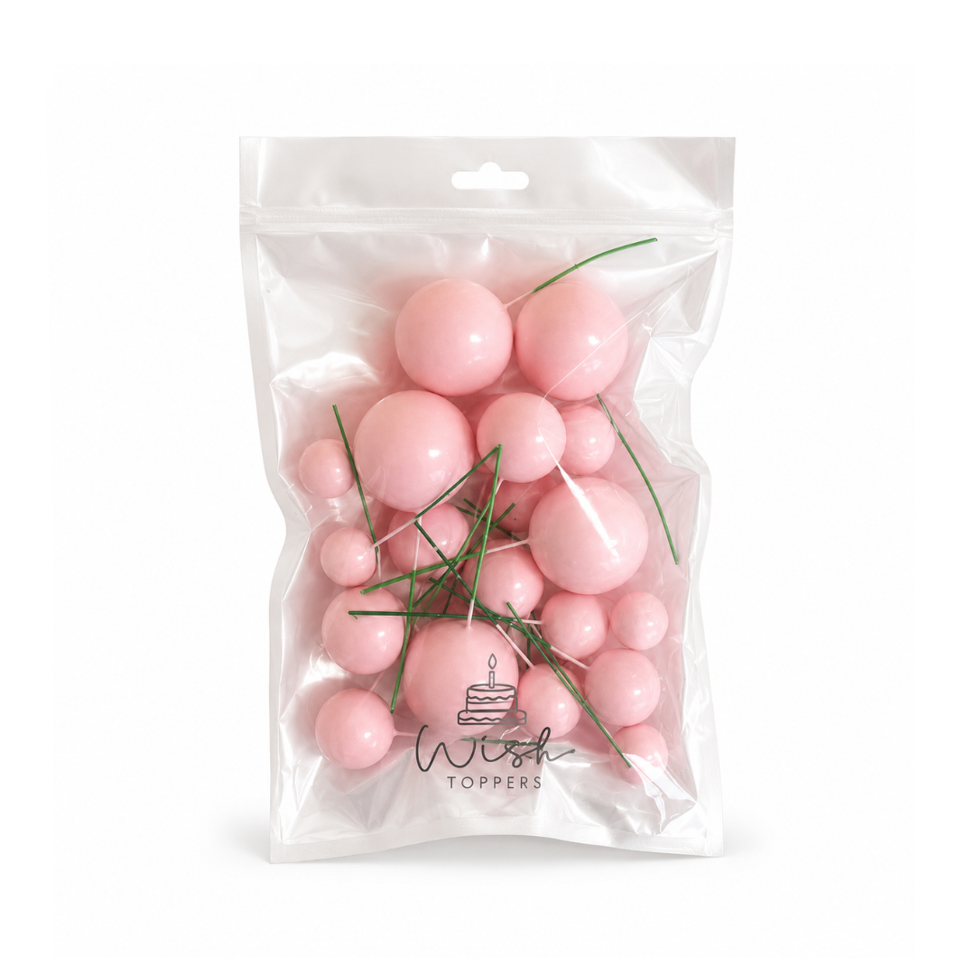 Baby Pink Foam Ball Topper 20 Pack