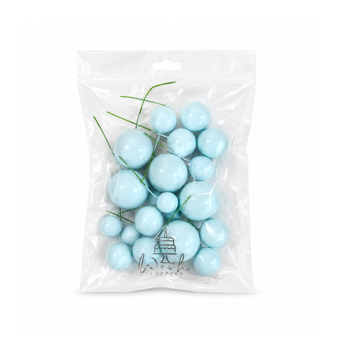 Baby Blue Foam Ball Topper 20 Pack