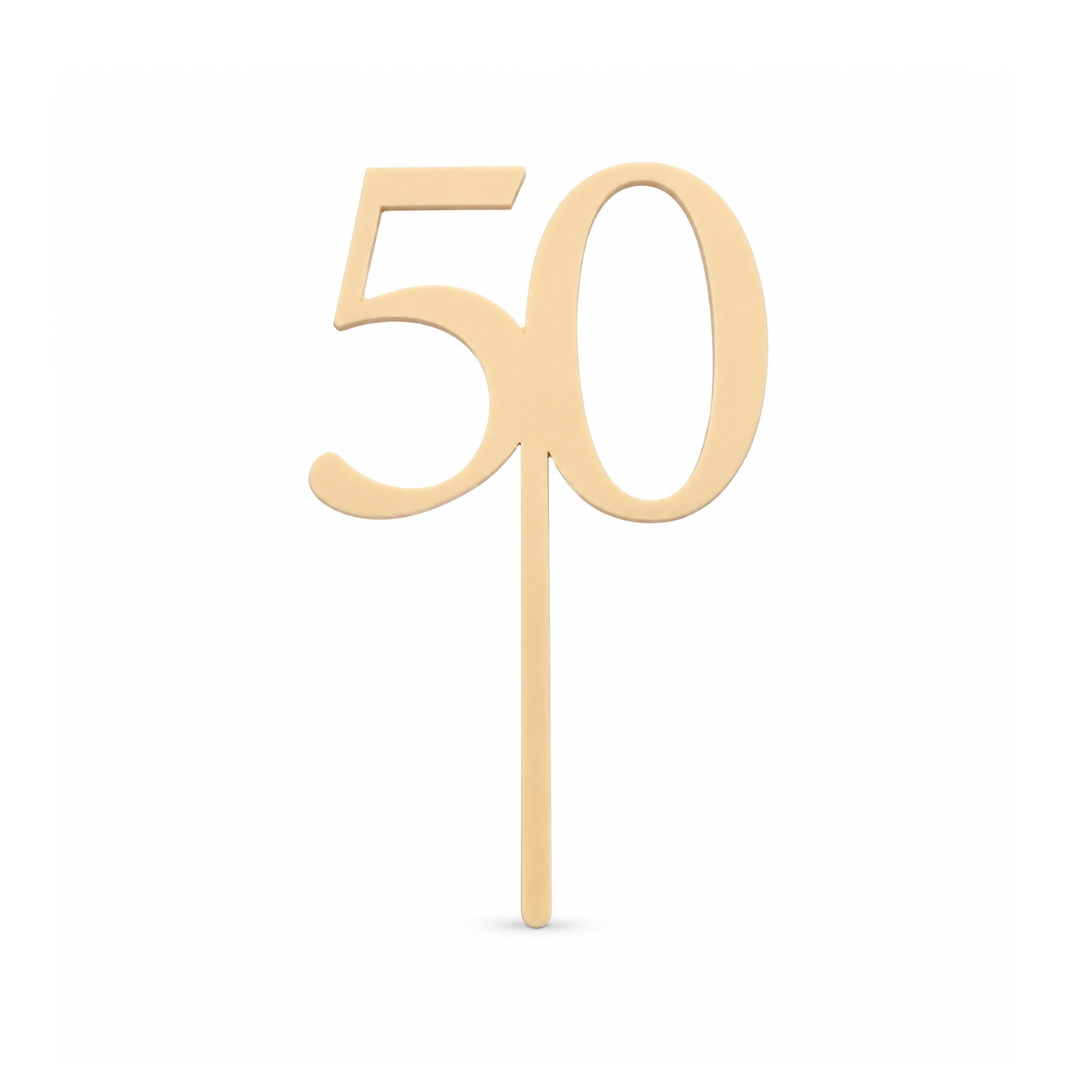 50 Cream Acrylic Cake Topper
