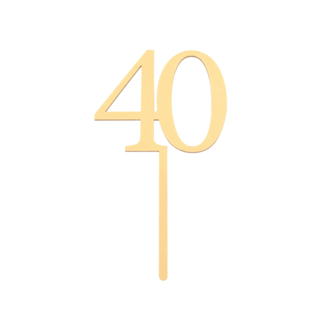 40 Cream Acrylic Cake Topper