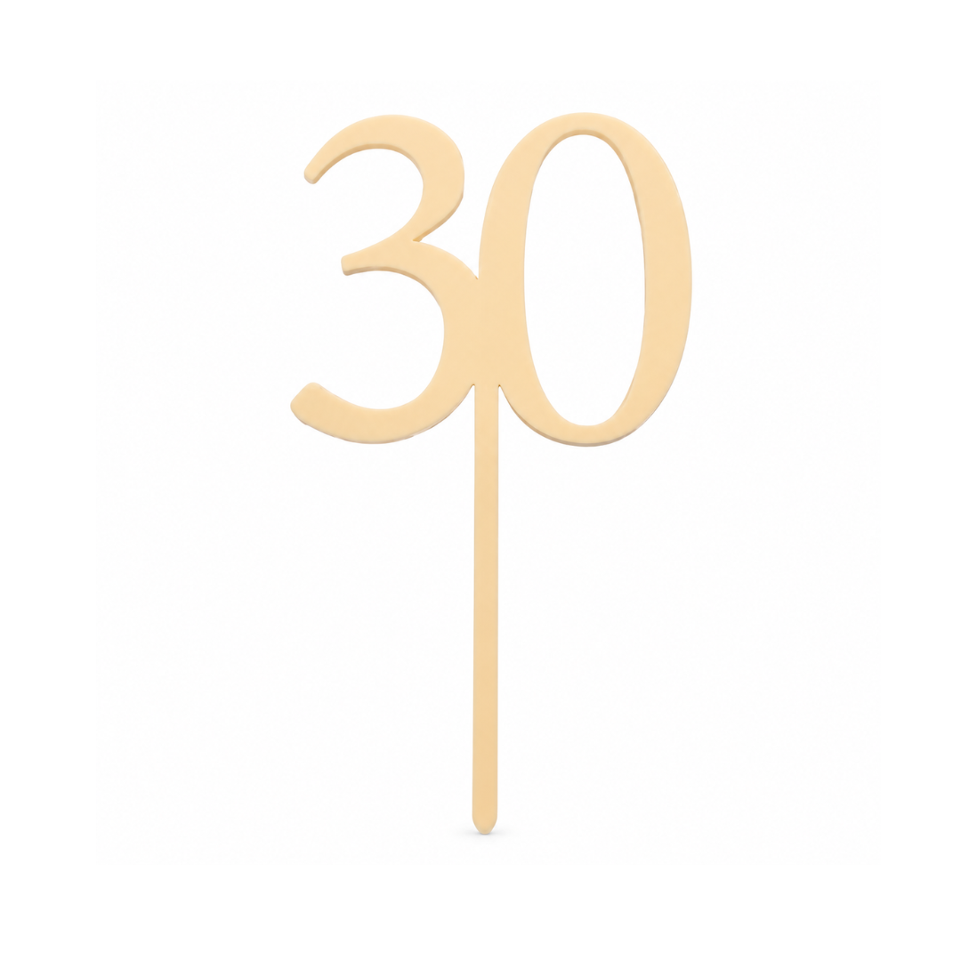 30 Cream Acrylic Cake Topper