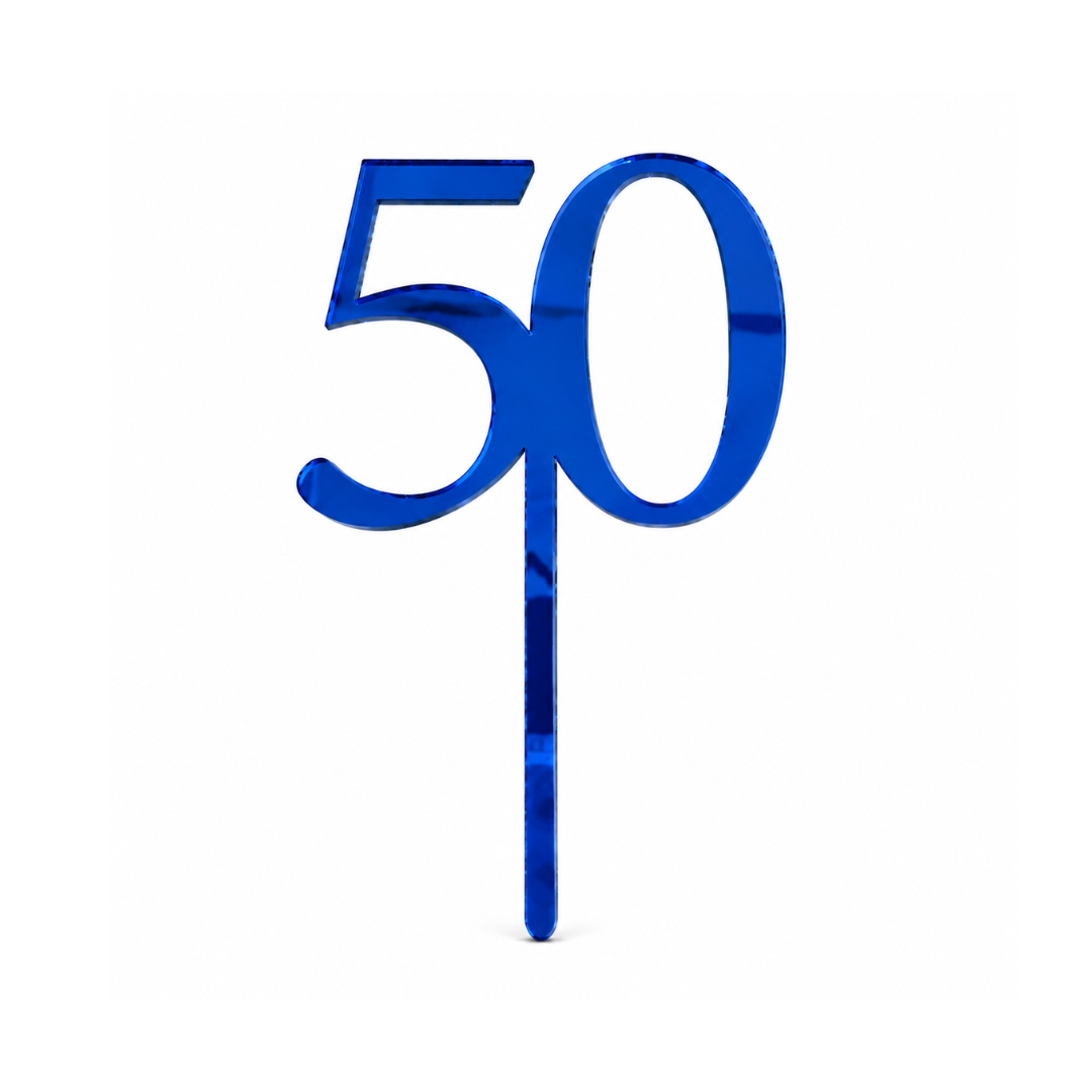 50 Royal Blue Mirror Acrylic Cake Topper