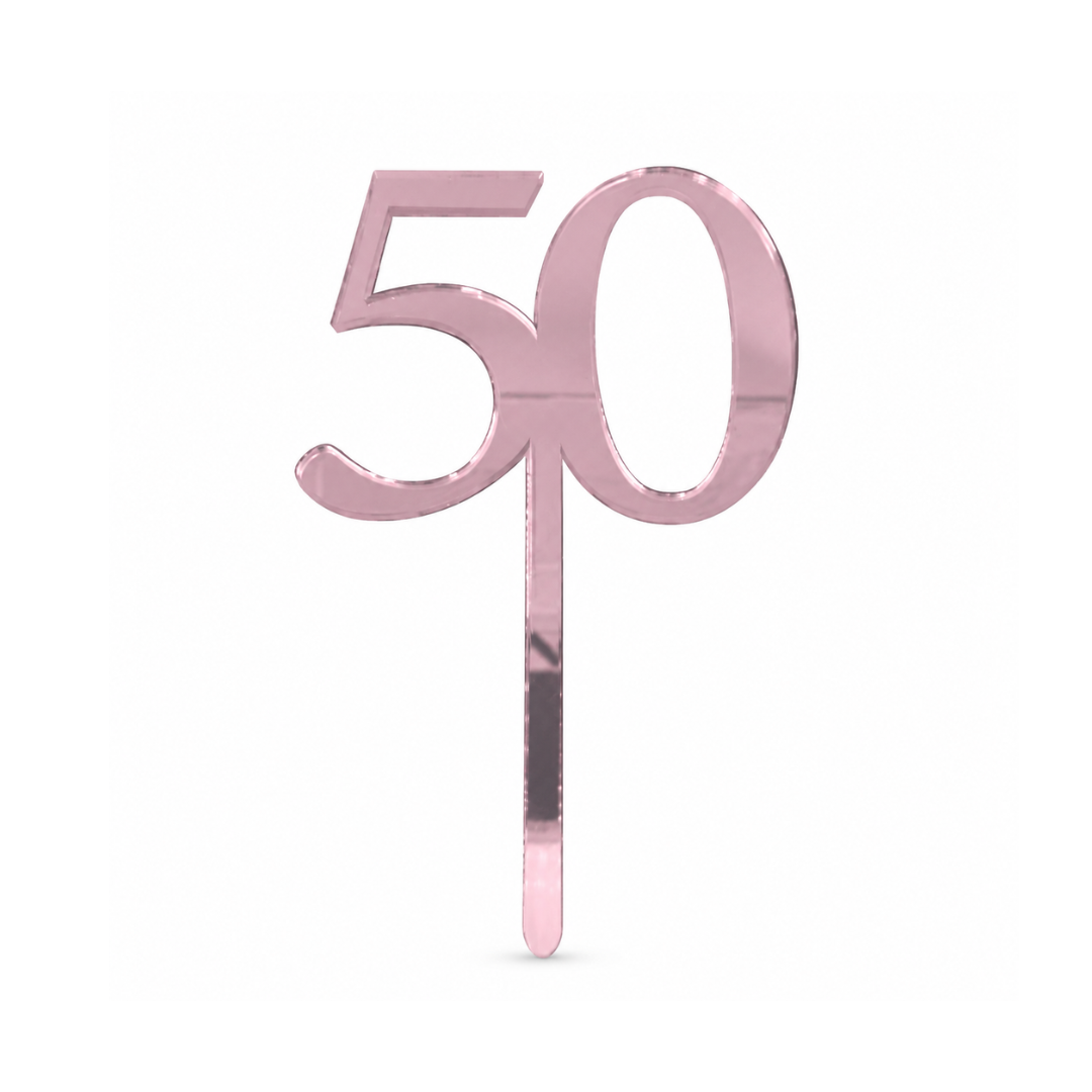 50 Pink Mirror Acrylic Cake Topper