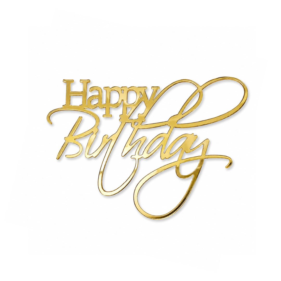 Happy Birthday Thin Gold 10cm Cake Fropper