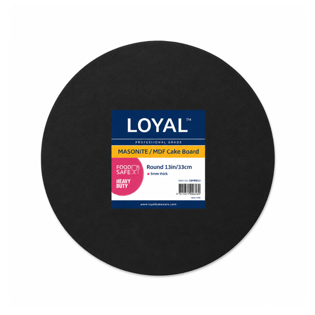 LOYAL 13 INCH ROUND BLACK MASONITE CAKE BOARD