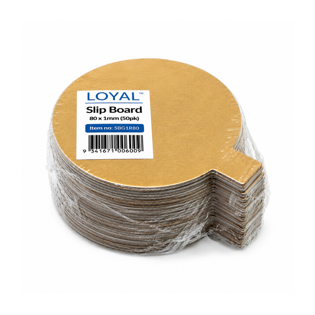 Gold Foil Round Dessert Board + Tab 50 Pack