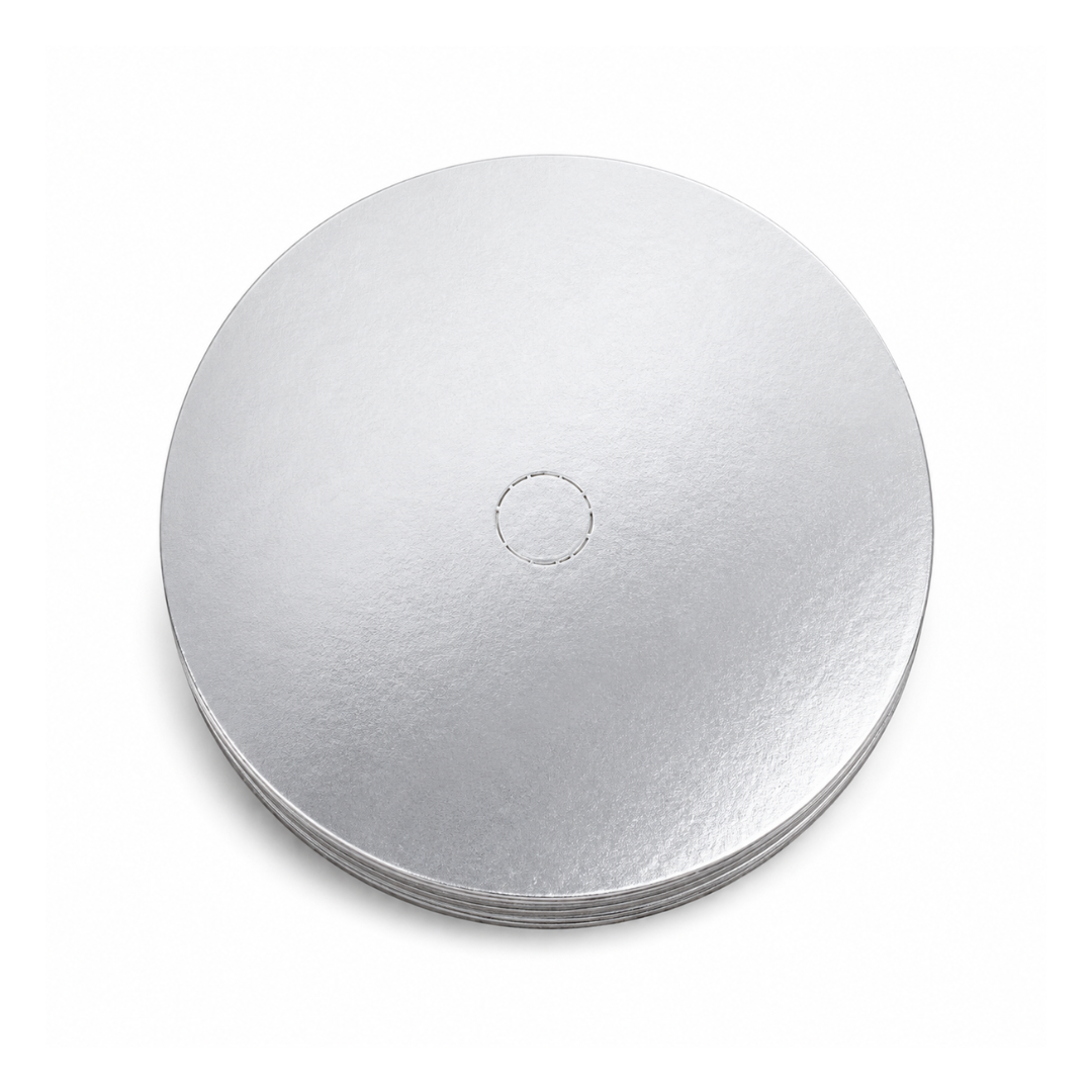 Round 8 Inch Silver Centre Hole Perforation Board 10 Pack
