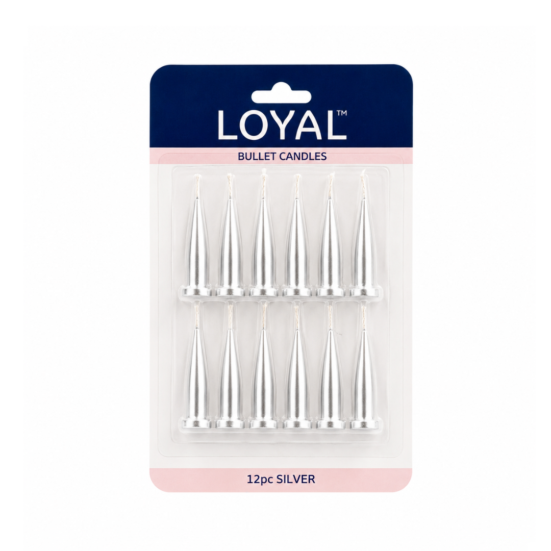 Bullet Candle Metallic Silver (12pc)