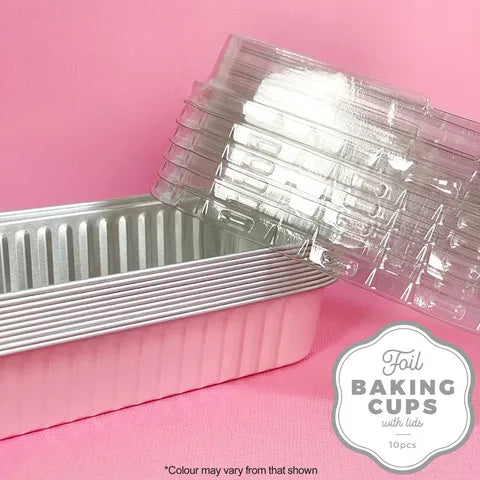 FOIL LIGHT PINK RECTANGLE BAKING CUP WITH LID 10 PACK