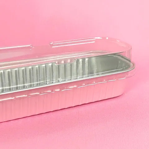 FOIL LIGHT PINK RECTANGLE BAKING CUP WITH LID 10 PACK