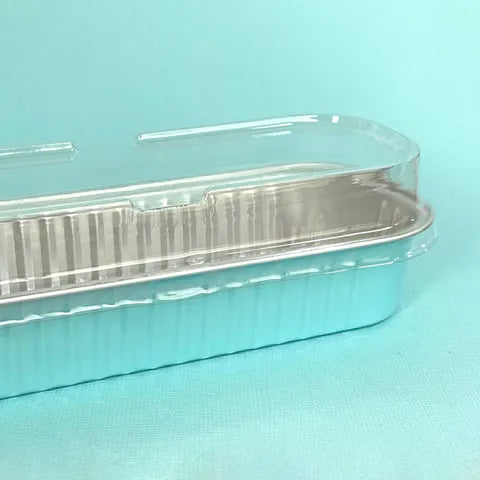 FOIL LIGT BLUE RECTANGLE BAKING CUP WITH LID 10 PACK