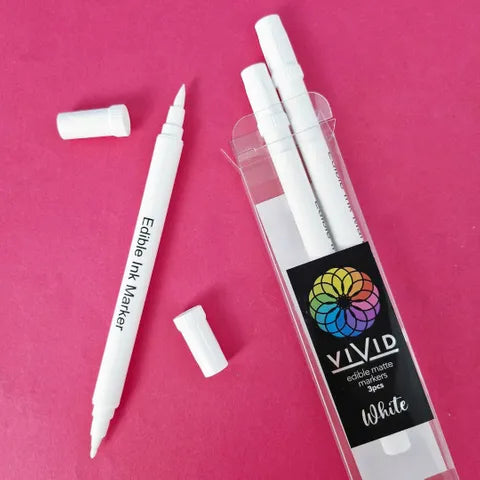 Vivid Matte White Edible Markers 3 Pack
