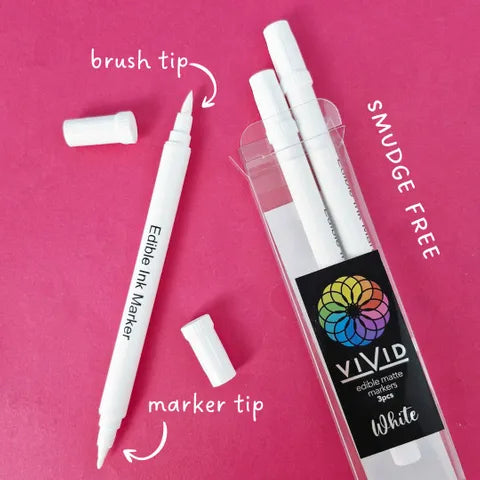 Vivid Matt White Edible Markers 3 Pack