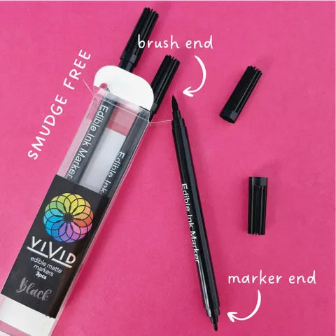 Vivid Matt Black Edible Markers 3 Pack
