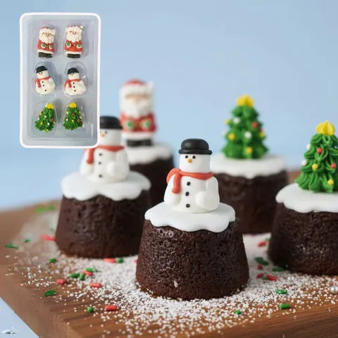 Sugar Decorations CHRISTMAS 3D FIGURES 6 PIECE