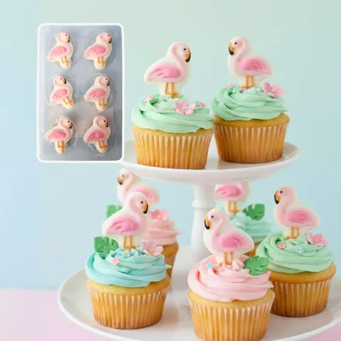 Sugar Decorations FLAMINGO 6 PIECE