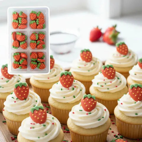 Sugar Decorations STRAWBERRIES 48 PIECE