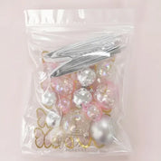 Clear, Pink & Silver Deco Ball, Fan & Butterfly Topper Set