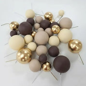 Brown, Cream, Gold Deco Foam Ball Topper Set 32pce