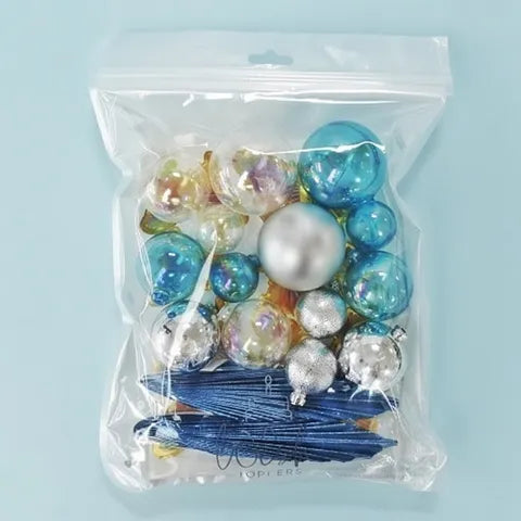 Clear, Blue & Silver Deco Ball, Fan & Butterfly Topper Set