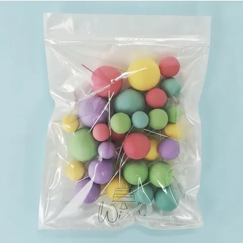 Pastel Rainbow Deco Foam Ball Topper 32pce