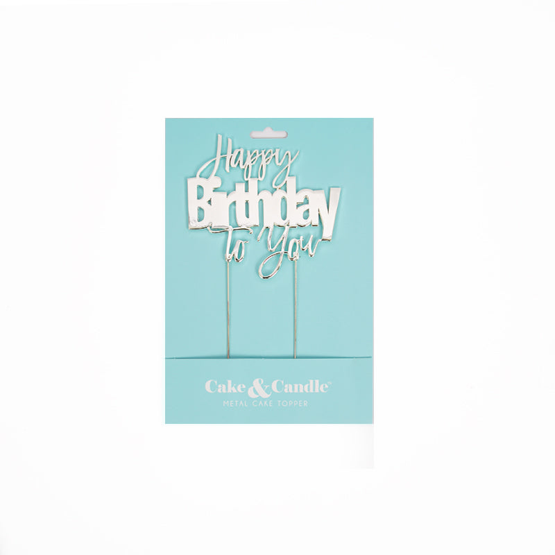 Happy Birthday To You Silver Metal Cake Topper