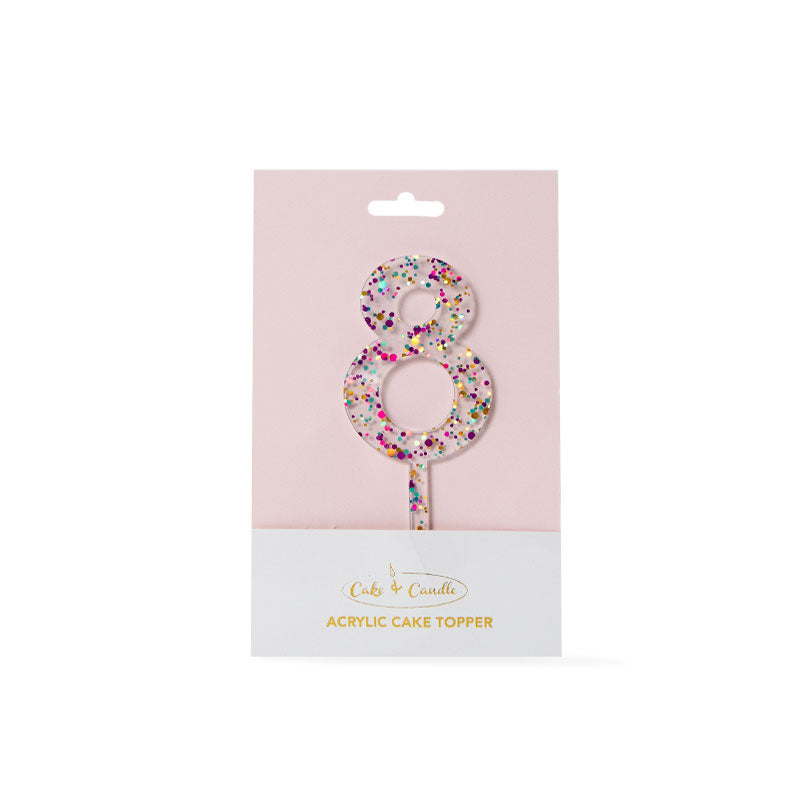 Rainbow Glitter 8 Cake Topper