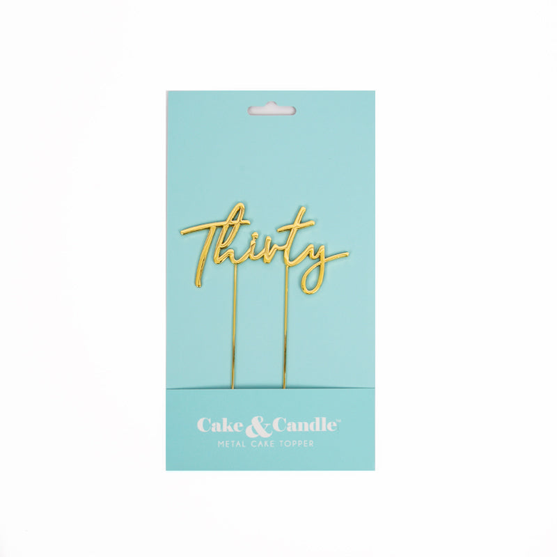 Thirty Gold Metal Cake Topper
