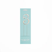 Number 3 Silver Metal Cake Topper
