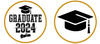 GRADUATION CLASS OF 2024 WAFER CUPCAKE TOPPERS 12 PCE