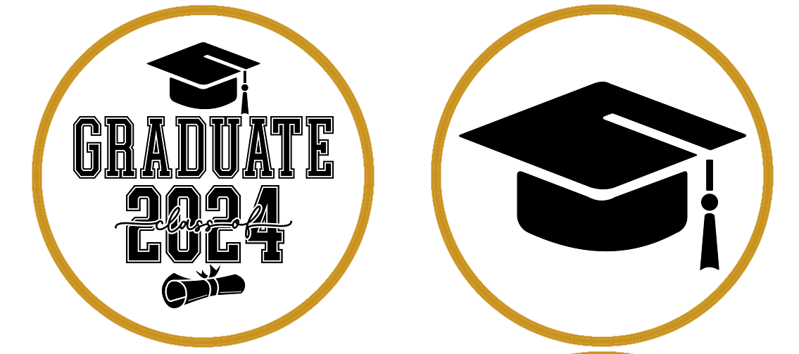 GRADUATION CLASS OF 2024 WAFER CUPCAKE TOPPERS 12 PCE