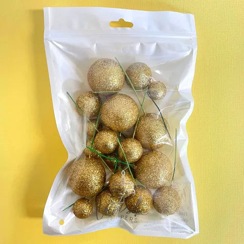 GLITTER GOLD FOAM BALL TOPPER 20 PACK