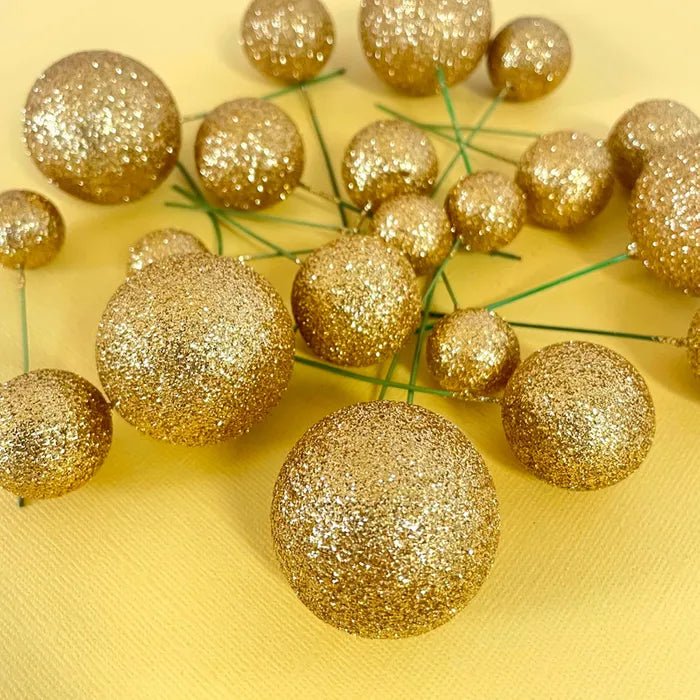 GLITTER GOLD FOAM BALL TOPPER 20 PACK