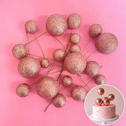 Glitter Rose Gold Foam Ball Topper 20 Pack