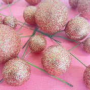 Glitter Rose Gold Foam Ball Topper 20 Pack